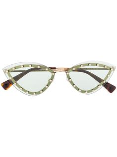 Valentino Eyewear солнцезащитные очки в овальной оправе с заклепками