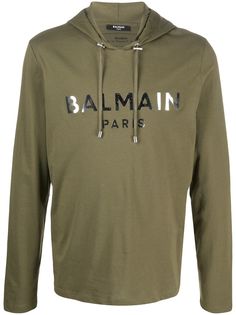 Balmain футболка с капюшоном и логотипом