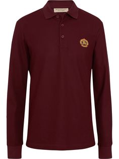 Burberry рубашка-поло пике с длинными рукавами и логотипом