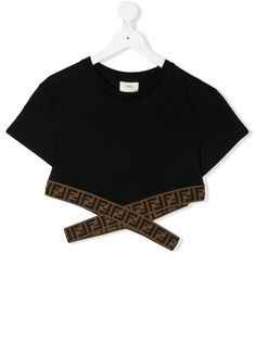 Fendi Kids укороченная футболка с логотипом
