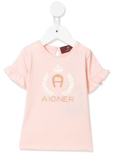 Aigner Kids футболка с вышитым логотипом