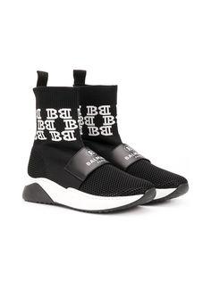 Balmain Kids кроссовки-носки с логотипом на ремешке