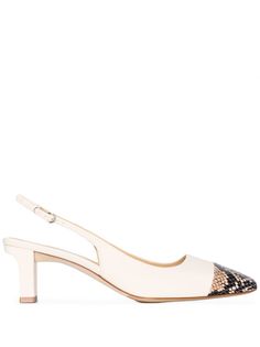 Aeyde cream Drew 55 snake effect slingback pumps