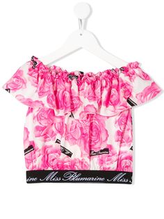 Miss Blumarine блузка с оборками и цветочным принтом