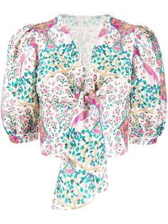 Sandro Paris укороченная блузка с цветочным принтом