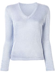 Des Prés metallized V-neck jumper