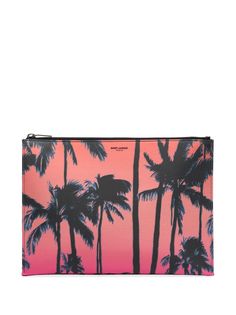 Saint Laurent клатч Pink Palm Tree с принтом
