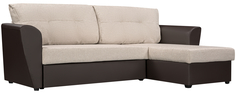 Диван тканевый угловой Амстердам Sola бежевый (Рогожка + Экокожа) Home Me
