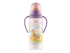 Бутылочка с соской Lubby Веселые животные 250ml от 0 мес. Lilac 11389