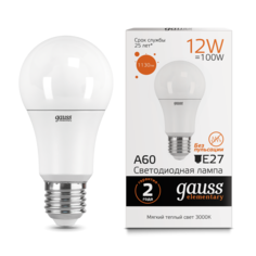 Gauss LED Elementary A60 12W E27 3000K 1/10/40