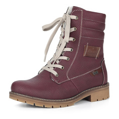 Бордовые ботинки на высокой шнуровке Rieker