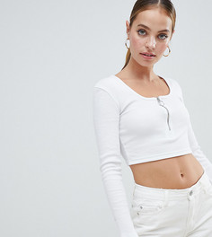 Белый кроп-топ с молнией Missguided Petite