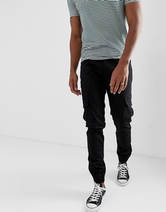 Узкие брюки карго с манжетами Threadbare-Черный