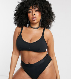 Черный хлопковый бралетт с логотипом Savage x Fenty Plus Size