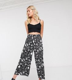 Монохромные кюлоты с плиссировкой и цветочным принтом ASOS DESIGN Tall-Мульти
