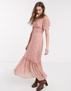 Чайное платье макси с винтажным цветочным принтом Emory Park-Розовый