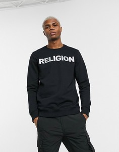 Черный свитшот со светоотражающим логотипом Religion