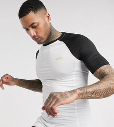 Обтягивающая спортивная футболка с контрастными рукавами реглан ASOS 4505 Tall-Белый