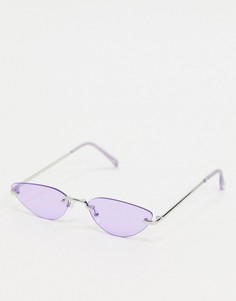Солнцезащитные очки "кошачий глаз" без оправы с фиолетовыми стеклами Bershka-Фиолетовый