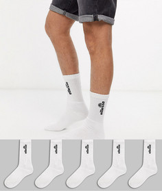Набор из 5 пар белых спортивных носков Ellesse-Белый