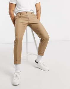 Светло-коричневые зауженные брюки Burton Menswear-Коричневый