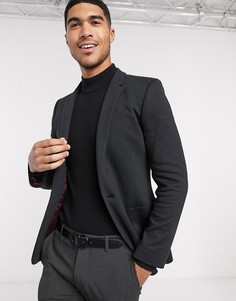 Черный трикотажный блейзер супероблегающего кроя ASOS DESIGN