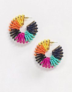 Серьги-кольца с разноцветным бисером ALDO-Мульти