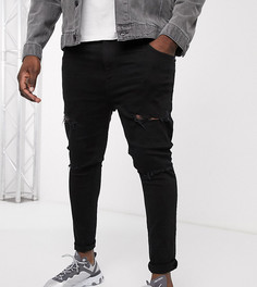 Черные джинсы стретч с напылением и рваной отделкой ASOS DESIGN Plus-Черный цвет