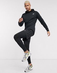 Черная куртка с капюшоном и молнией New Balance Running-Черный