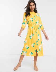 Платье миди с цветочным принтом People Tree-Желтый