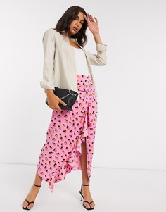 Розовая юбка миди с принтом пейсли River Island-Розовый