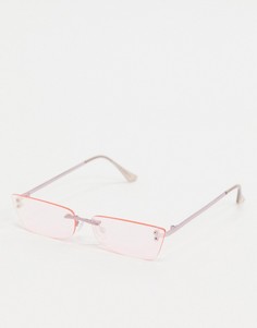 Розовые солнцезащитные очки "кошачий глаз" без оправы Bershka-Розовый