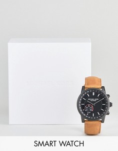 Гибридные смарт-часы со светло-коричневым кожаным ремешком Michael Kors Access MKT4026 Hutton 43 мм-Светло-коричневый