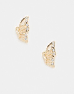 Золотистые серьги-гвоздики в виде крыльев бабочки ASOS DESIGN-Золотой