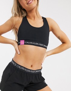 Черный спортивный бюстгальтер высокой степени поддержки Calvin Klein