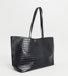 Эксклюзивная черная сумка-тоут в стиле oversized с эффектом крокодиловой кожи Glamorous-Черный