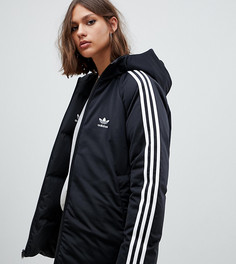 Черное двустороннее пальто с тремя полосками adidas Originals-Черный