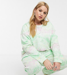 Комплект из свитшота и джоггеров с принтом тай-дай ASOS DESIGN Curve-Зеленый