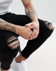 Черные рваные джинсы скинни Aces Couture-Черный