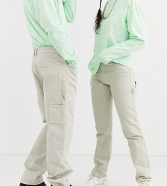 Светло-бежевые джинсы прямого кроя в стиле унисекс COLLUSION x005-Белый