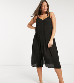 Черный сарафан миди на пуговицах Vero Moda Curve