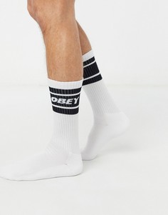 Белые носки с черными полосками Obey-Белый