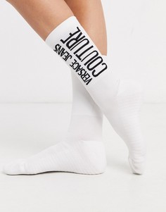 Белые носки с логотипом Versace Jeans Couture-Белый