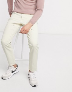 Светло-бежевые эластичные джинсы зауженного кроя из органического хлопка Selected Homme-Белый