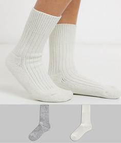 Набор из 2 пар толстых носков кремового и светло-серого цвета Hewitt & Munro-Мульти