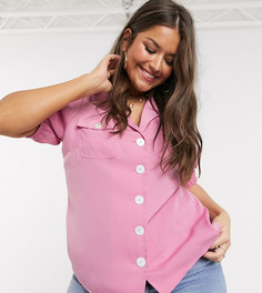 Рубашка на пуговицах с пышными рукавами Fashion Union Plus-Розовый