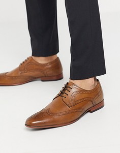 Светло-коричневые кожаные броги Burton Menswear-Коричневый