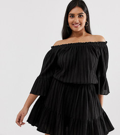 Сарафан мини с открытыми плечами ASOS DESIGN Curve-Черный