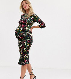 Платье с короткими рукавами и леопардовым принтом Queen Bee Maternity-Многоцветный
