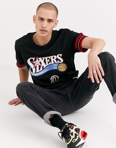 Черная футболка с логотипом команды "Philadelphia 76ers" и надписью "Allen Iverson" Mitchell & Ness NBA-Черный